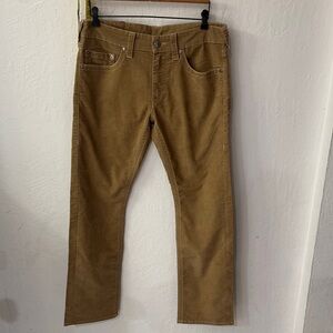 True Religion Khaki Tan Corduroy Straight Jeans 33x33